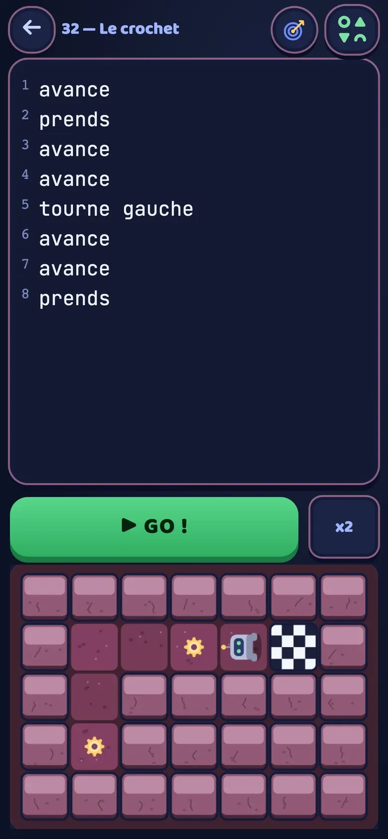 Un niveau du jeu et son programme